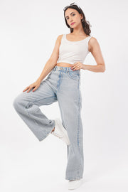 Wide-Leg Mid-Rise Jeans