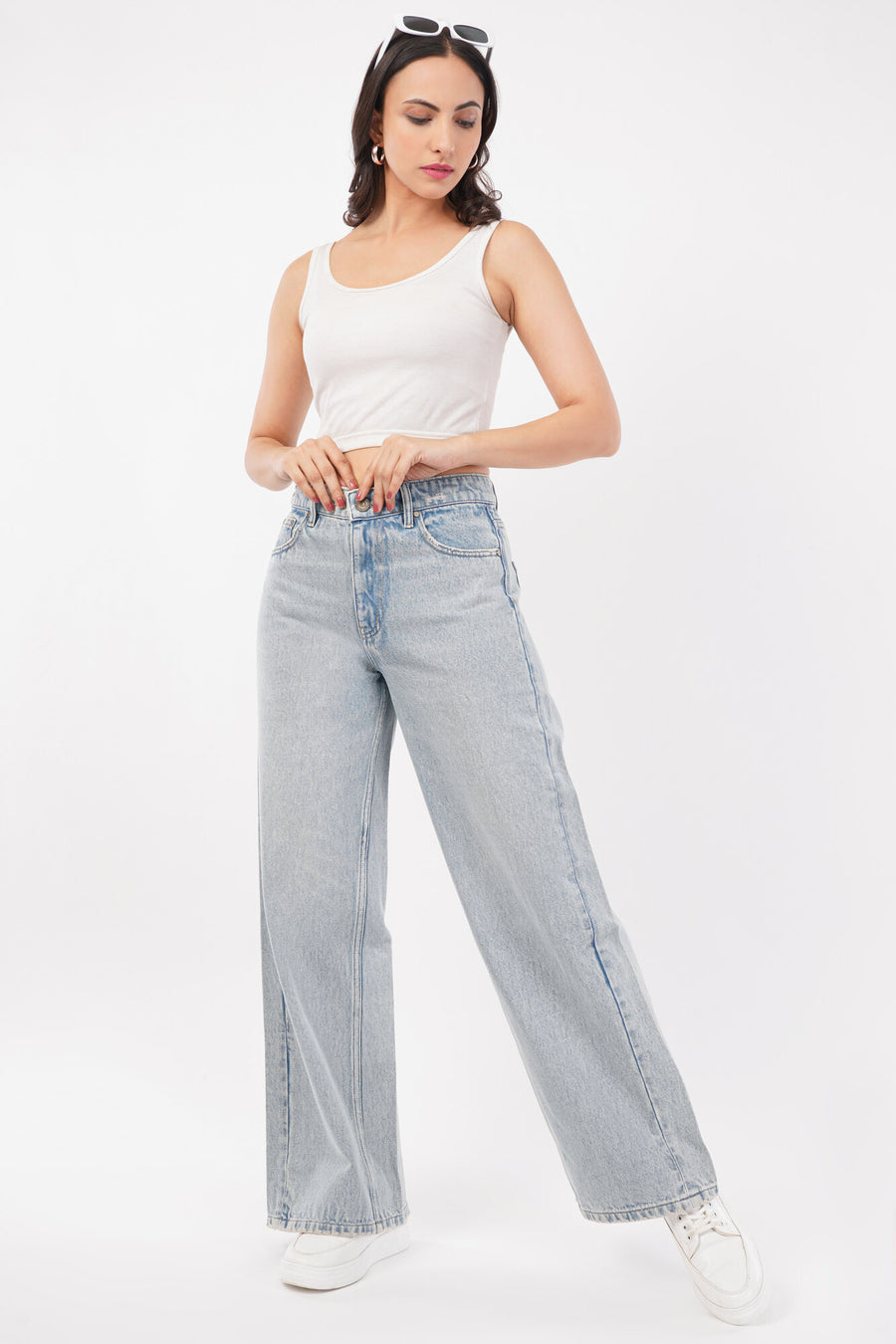 Wide-Leg Mid-Rise Jeans