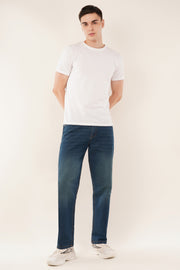 Straight-Fit Jeans- Mid Blue