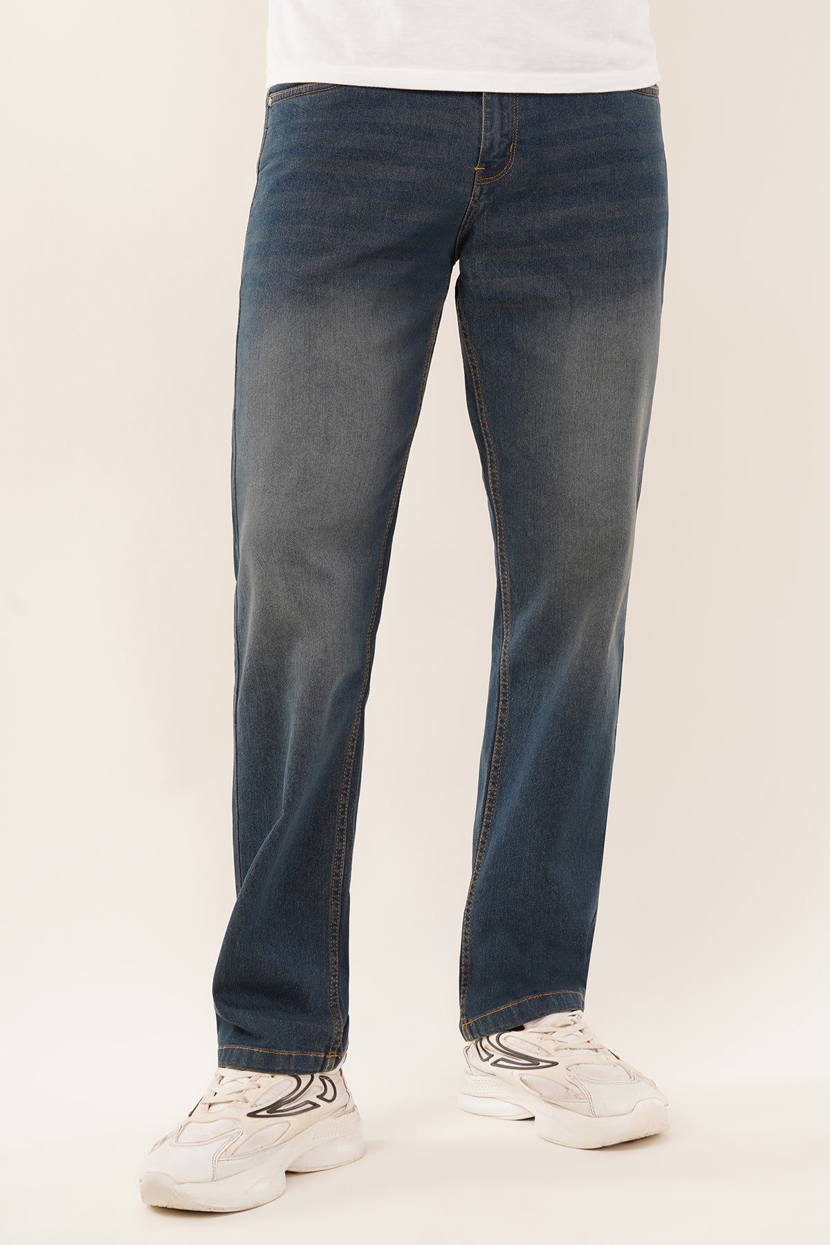 Relaxed Straight-Fit Jeans-Mid Blue