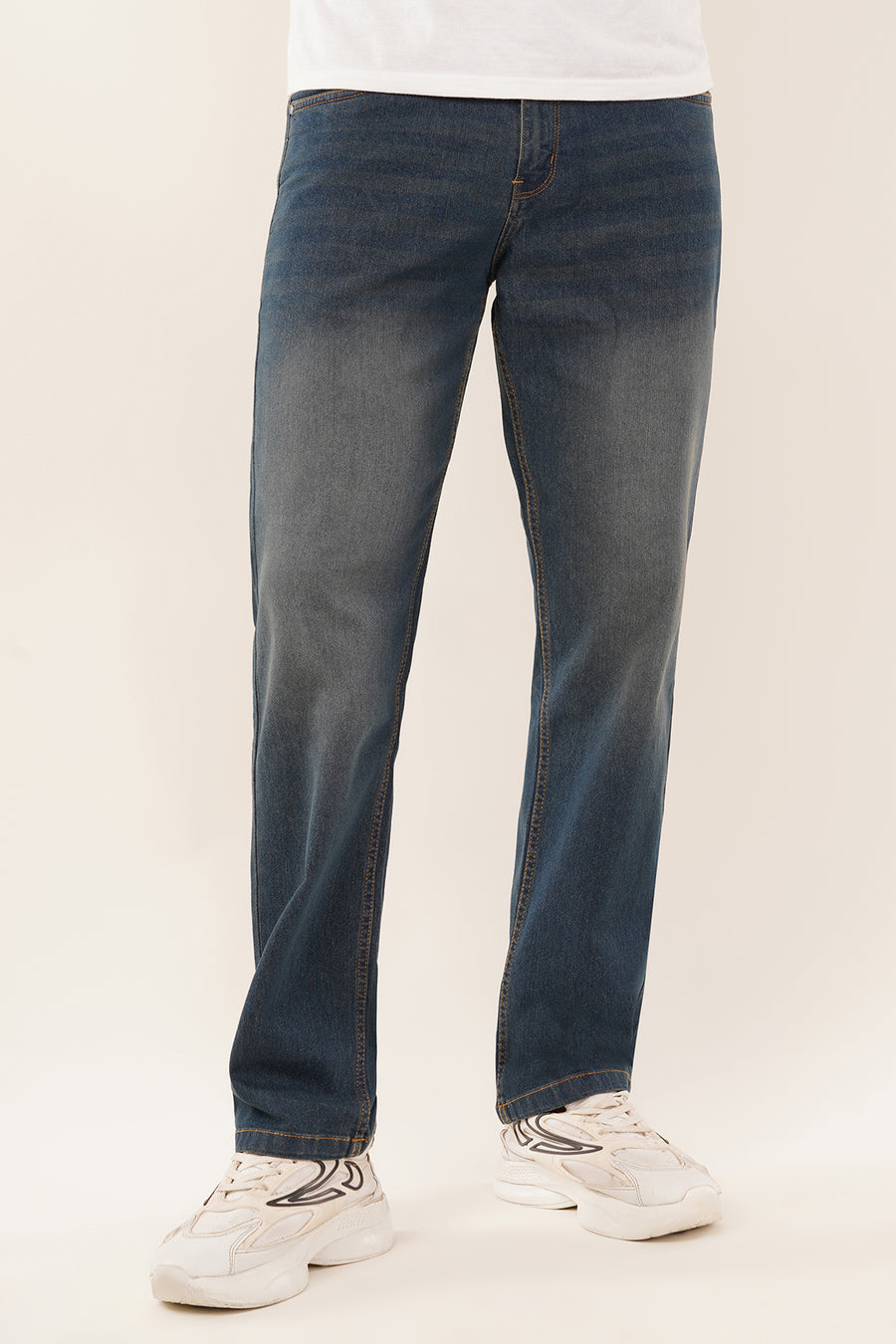 Relaxed Straight-Fit Jeans-Mid Blue