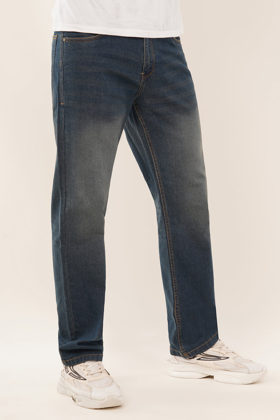 Relaxed Straight-Fit Jeans-Mid Blue